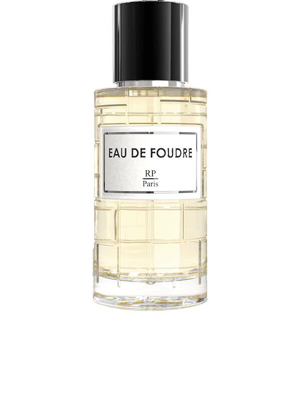 Flacon de Parfum Eau De Foudre RP Paris 50 ML, unisexe, avec des notes d'encens, iris, myrrhe, baie de genièvre, rose, ambre et bois.