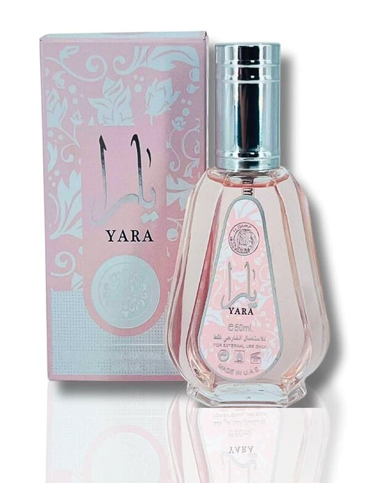 Parfum Lattafa Yara 50 ML - Flacon élégant avec des notes d'ambre, bois de santal et vanille, symboles de sophistication et de luxe.